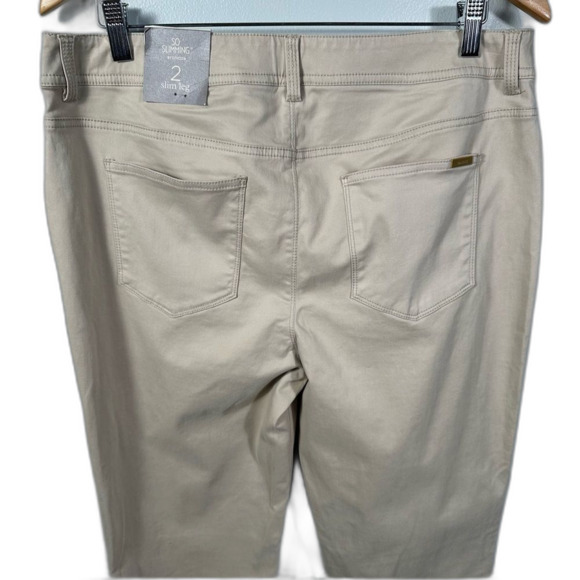 So Slimming By Chico’s New Khaki Slim Leg Pants NWT Size US 12 Coastal Basic - Picture 5 of 16
